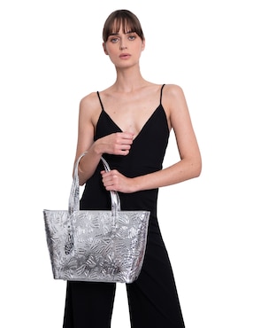 Bolsa tote Pineda Covalin Grabado Mariposa de piel para mujer