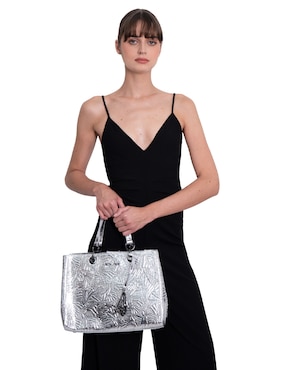 Bolsa satchel Pineda Covalin Grabado Mariposa de piel para mujer
