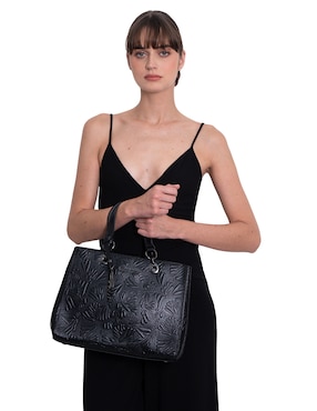 Bolsa satchel Pineda Covalin Grabado Mariposa de piel para mujer
