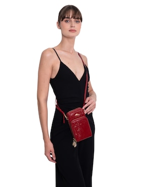 Bolsa crossbody Pineda Covalin Grabado Mariposa de piel para mujer