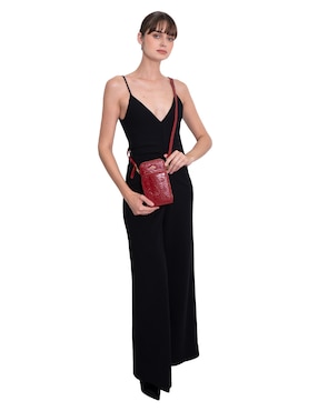 Bolsa crossbody Pineda Covalin Grabado Mariposa de piel para mujer