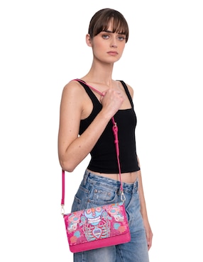 Bolsa crossbody Pineda Covalin Día De Muertos Catrina para mujer