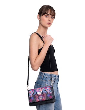Bolsa crossbody Pineda Covalin Día De Muertos Catrina para mujer