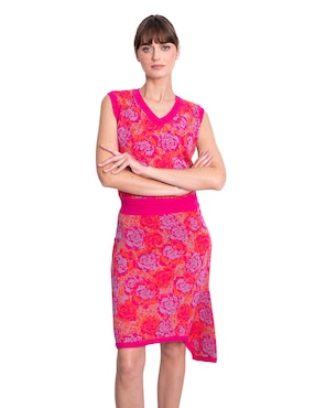 Falda midi Pineda Covalin Cempasúchil con pretina