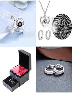 Aretes y collar de corazón Belug