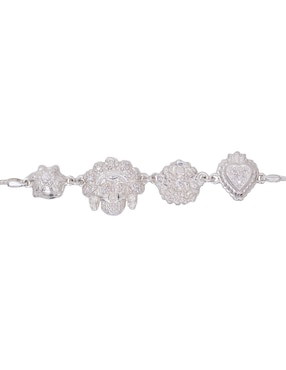 Pulsera Pineda Covalin de plata con zirconia P 925 Día de Muertos con acabado