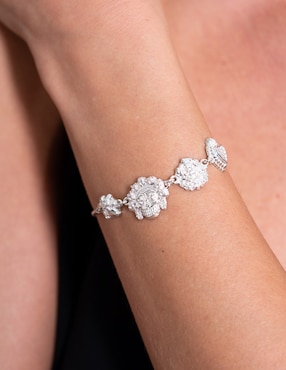 Pulsera Pineda Covalin de plata con zirconia P 925 Día de Muertos con acabado