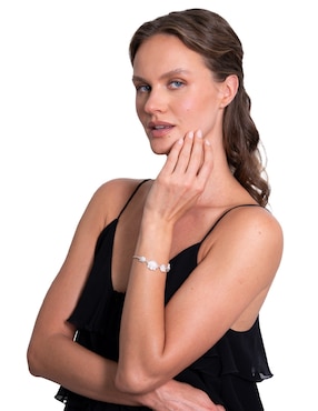 Pulsera Pineda Covalin de plata con zirconia P 925 Día de Muertos con acabado