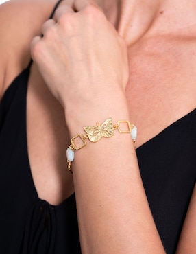 Pulsera Pineda Covalin con piedra lunar Mariposa con acabado