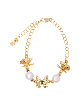 Pulsera Pineda Covalin con perla18 K Mariposa con acabado