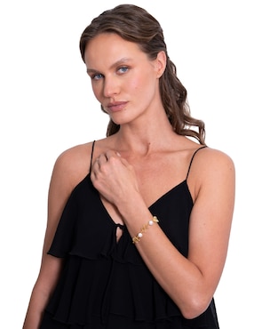 Pulsera Pineda Covalin con perla18 K Mariposa con acabado