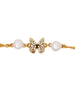 Pulsera Pineda Covalin de metal con perla 18 K Mariposa con acabado