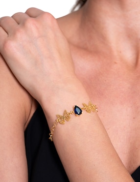 Pulsera Pineda Covalin de metal con cristal 18 K Mariposa con acabado