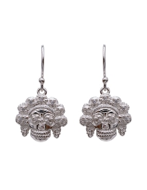 Aretes de catrina Pineda Covalin Catrina de plata P 925 con acabado brillante zirconia