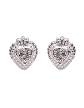 Broqueles de corazón Pineda Covalin Sagrado Corazón de plata P 925 con acabado brillante zirconia
