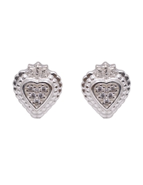 Broqueles de corazón Pineda Covalin Sagrado Corazón de plata P 925 con acabado brillante zirconia