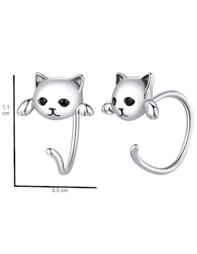 Aretes cortos de gato Lab.G de plata P 925 con acabado brillante