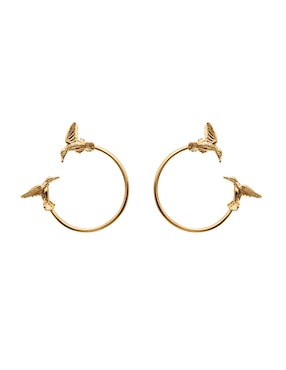 Arracadas de colibrí Pineda Covalin con acabado chapa de oro 18 K