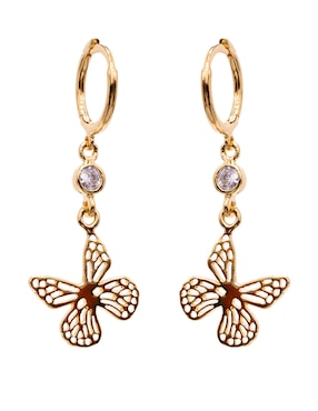 Arracadas Pineda Covalin Mariposa Monarca con acabado chapa de oro 18 k zirconia