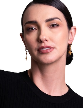 Arracadas Pineda Covalin Mariposa Monarca con acabado chapa de oro 18 k zirconia