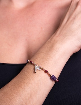 Pulsera Pineda Covalin con amatista y perla Colibrí acabado lustre
