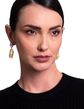 Aretes largos Pineda Covalin Mariposa chapa de oro 18 k cristal