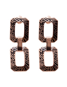 Aretes largos cuadrados Pineda Covalin Mariposa baño de oro rosa 10 k