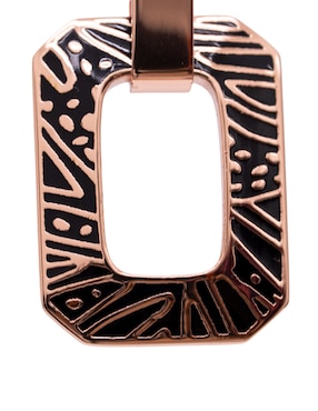 Aretes largos cuadrados Pineda Covalin Mariposa baño de oro rosa 10 k