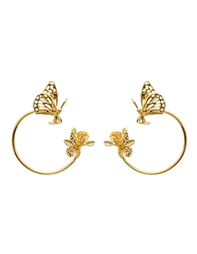 Arracadas de arco Pineda Covalin Mariposa chapa de oro 18 k