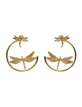 Arracadas de arco Pineda Covalin Libélula chapa de oro 18 k