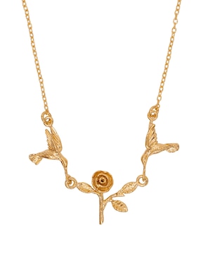 Collar de flor Pineda Covalin Colibrí chapa de oro 18 k