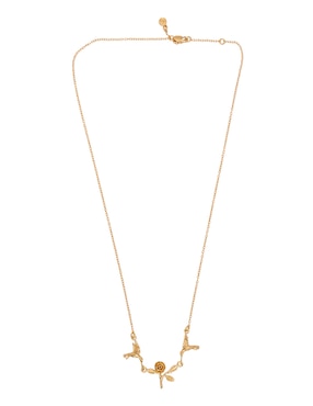 Collar de flor Pineda Covalin Colibrí chapa de oro 18 k