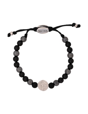 Pulsera Pineda Covalin con ónix San Benito acabado baño rodio