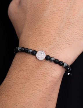 Pulsera Pineda Covalin con ónix San Benito acabado baño rodio