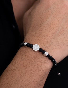 Pulsera Pineda Covalin con ónix San Benito acabado baño de rodio
