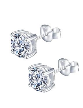 Aretes cortos Xtellar de plata P 925 con acabado brillante diamante