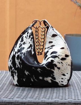 Bolsa hobo Cordova Fortune Cow Black de piel para mujer