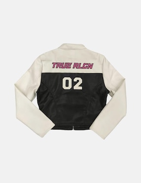 Chamarra para motociclista True Religion impermeable de piel para mujer