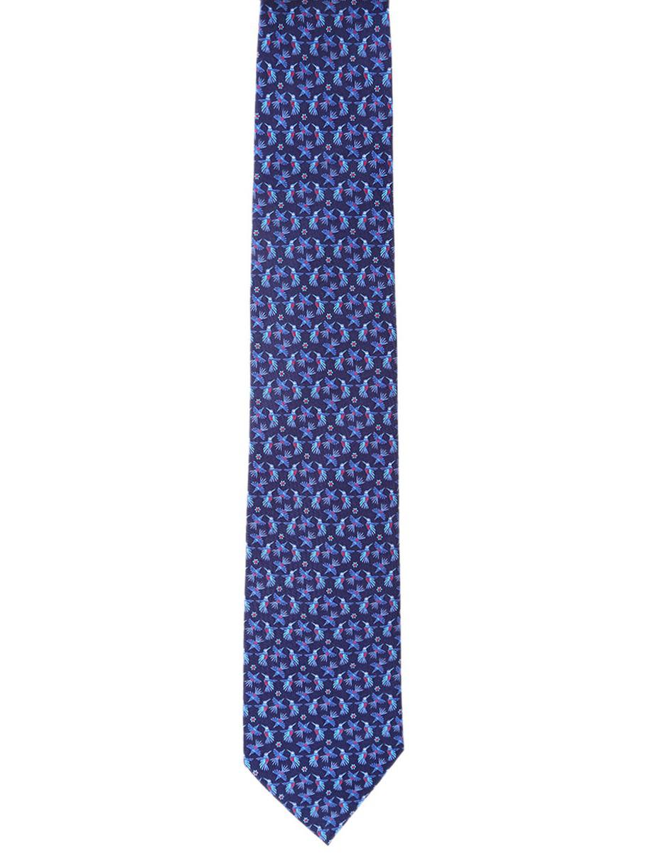 Corbata Colibrí Mensajero del Amor regular seda azul marino 2