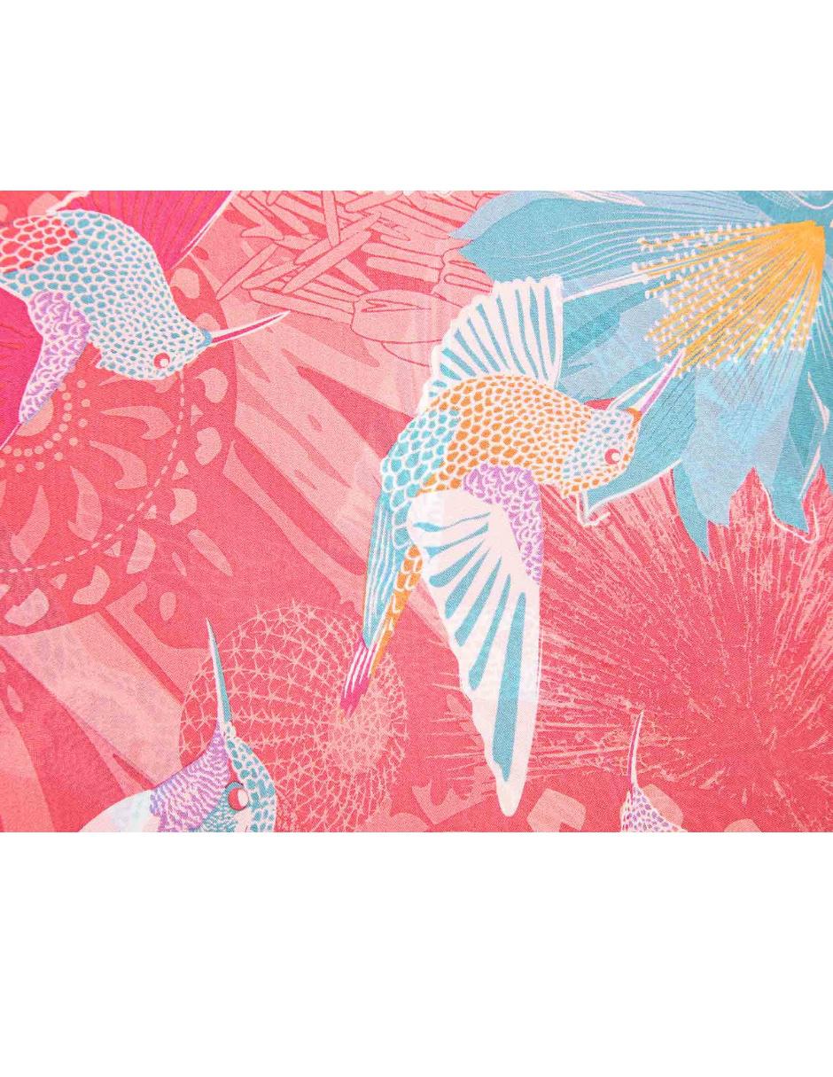 Pañuelo Colibrí Mensajero del Amor coral 3
