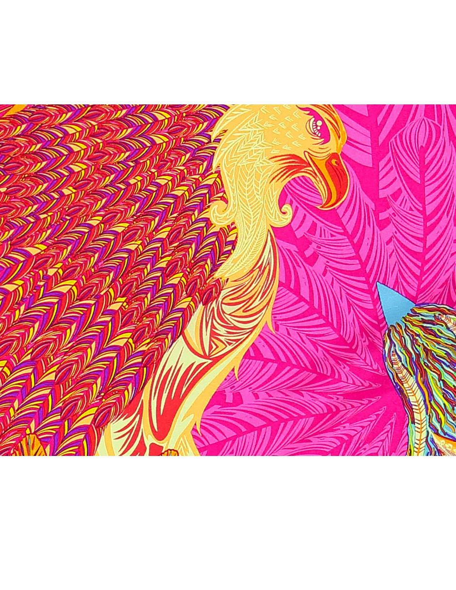 Mascada Águila de Oro Mexicano seda fucsia 2