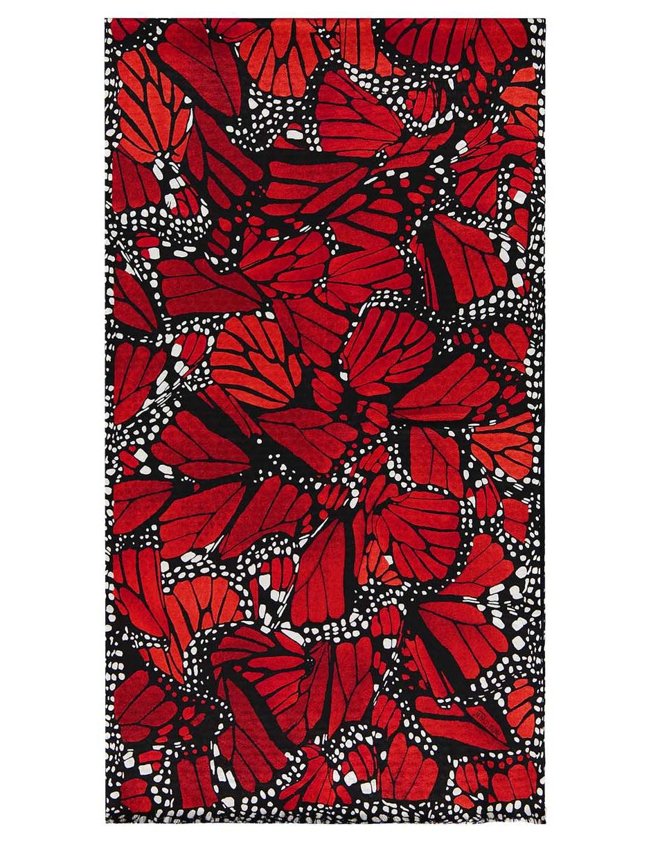 Chal Mariposa Macro rojo brillante Chal Mariposa Macro rojo brillante