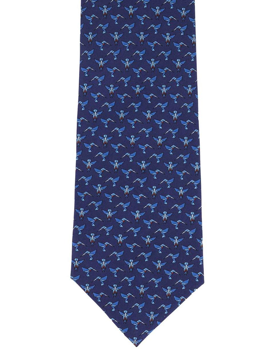 Corbata Colibrí Origami azul marino 2
