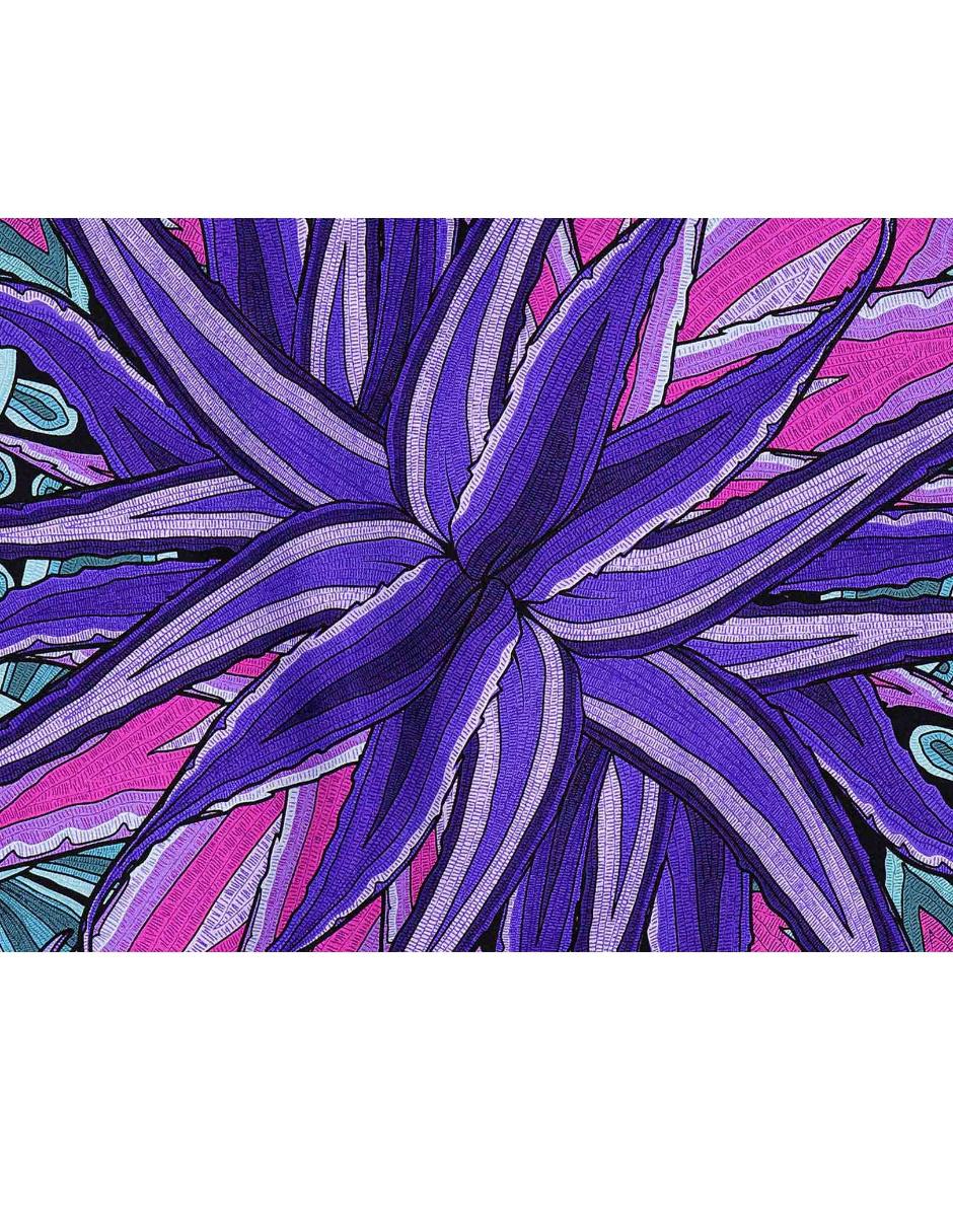 Mascada seda morada con diseño gráfico 2