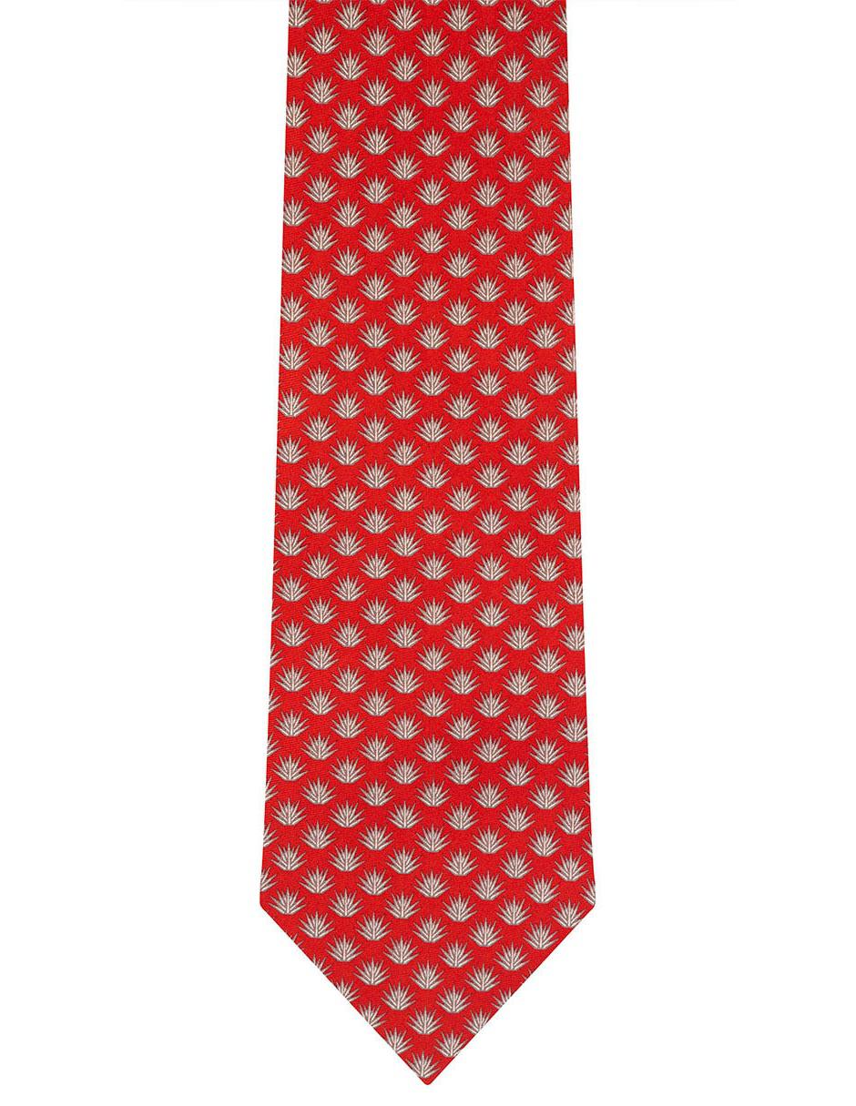 Corbata regular seda roja con diseño gráfico 1