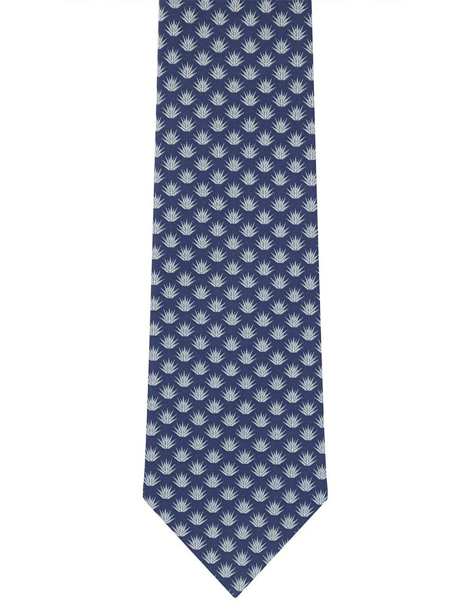 Corbata regular seda azul con diseño gráfico