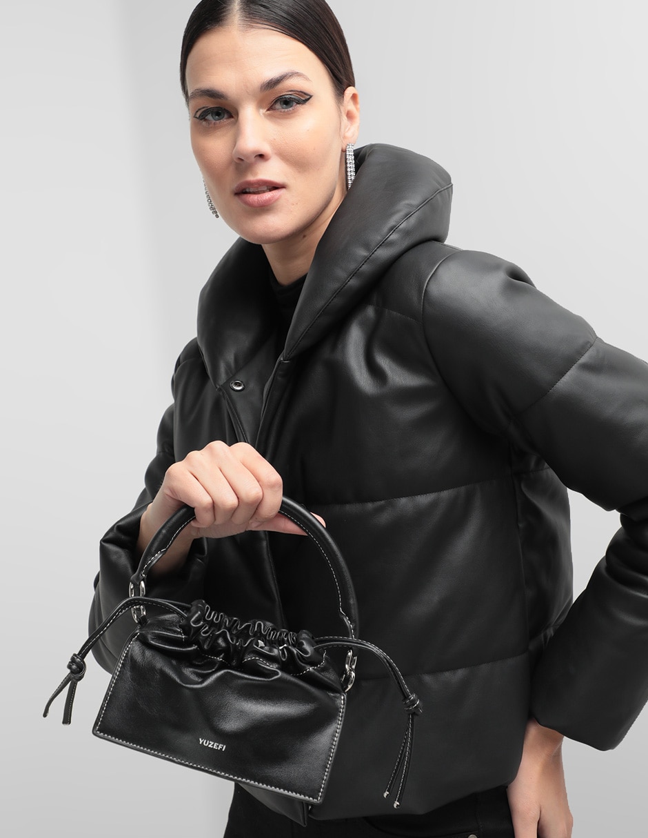 Bolsa satchel Mini Bom de piel para mujer 5