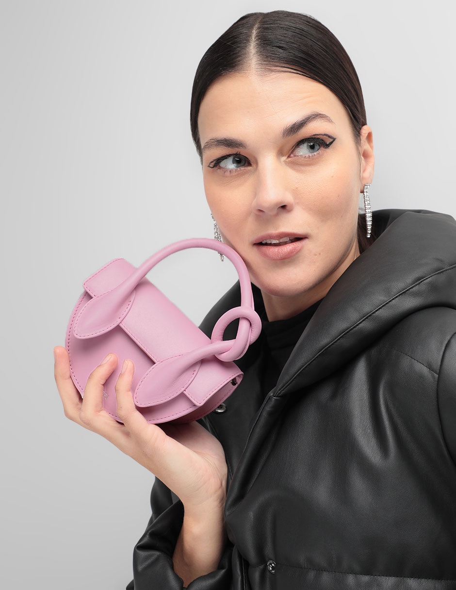Bolsa flap Mini Pretzel de piel para mujer 5