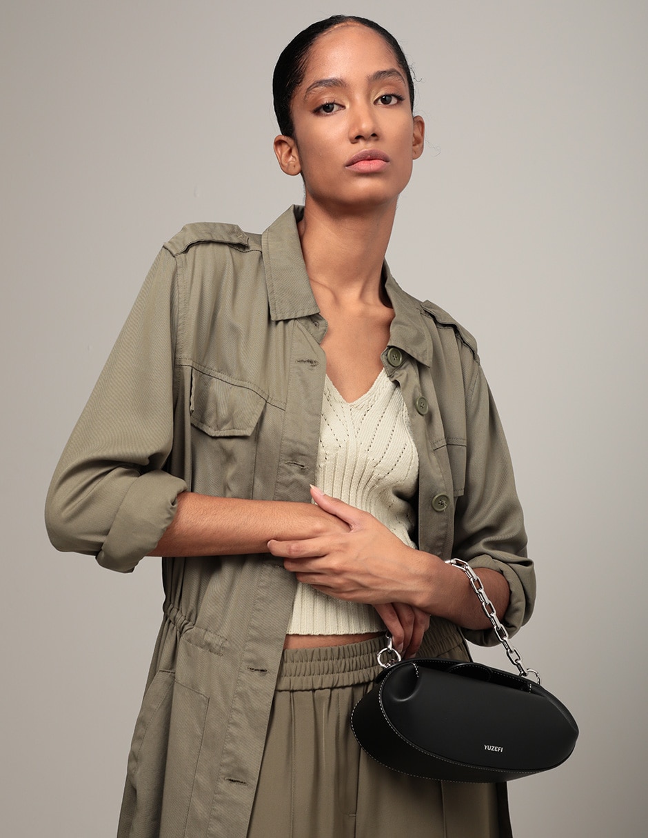 Bolsa crossbody Dinner Roll de piel para mujer 6