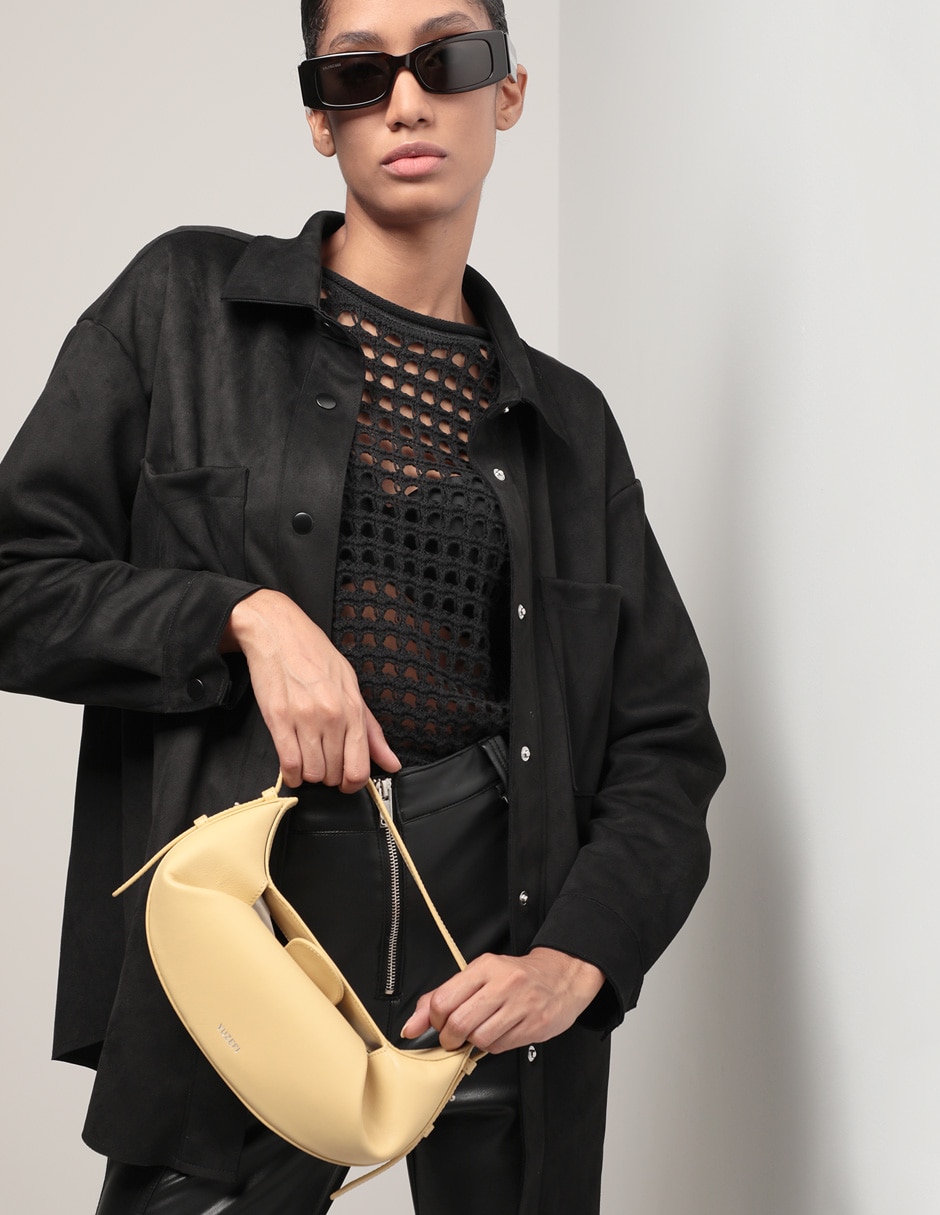 Bolsa hobo Mini Fortune Cookie de piel para mujer 6
